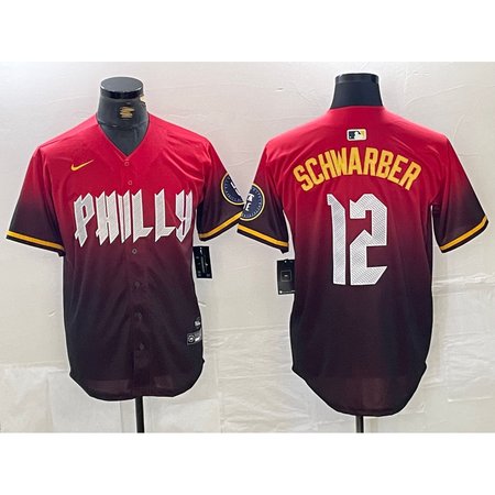 Men's Philadelphia Phillies #12 Kyle Schwarber Red 2024 City Connect Limited Stitched Jersey
